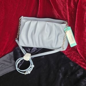 Market & Spruce Lea Pleated Light Blue Crossbody Clutch Chain Strap